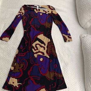 Diane Von Furstenberg Abstract Long Sleeve Dress